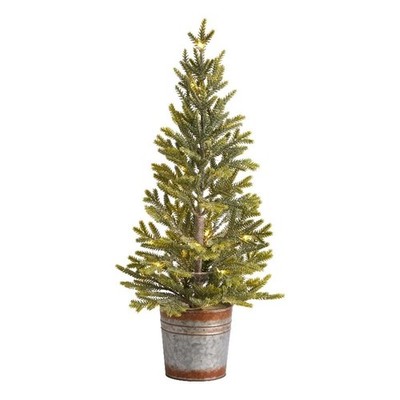 Nearly Natural 26'' Pine Natural Look Christmas Tree in Rustic Metal