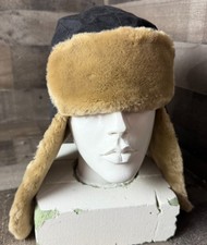Weatherproof Mens Black Faux Fur Trapper Aviator Bomber Hat Ear Flaps Size M