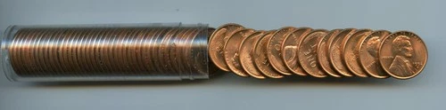 *1952-D Lincoln Cent Roll, Choice-Gem Uncirculated Full Red*
