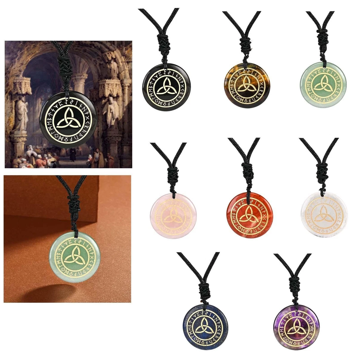 VASSAGO Collana con ciondolo a forma di nodo celtico in acciaio inox Triquetra con simboli irlandesi Talismano Twist Braid Girl Gioielli per uomo donna