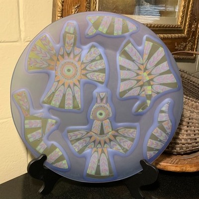 1993 Michael & Frances Higgins 15 1/4'' Fused Glass Charger Twilight Dance Titled