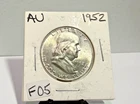 1952 Franklin Half Dollar Coin AU 90% Silver Wow Fresh coin (F-05)
