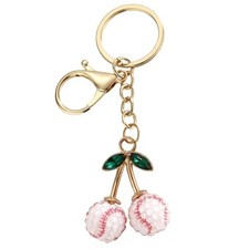 Dazzling Rhinestone -shaped Cherry Key Chain Backpack Pendant Three-dimension...
