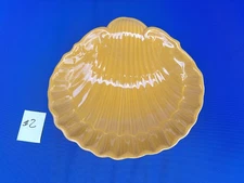 Vintage Peasant Village PV Italy Shell Pottery 9" Serving Bowl Gold Yellow 