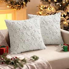  Christmas Snowflake Decorative Throw Pillow 18" x 18" (Pack of 2) Pure White