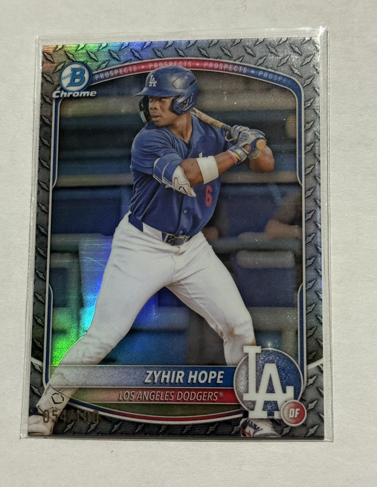 ZYHIR HOPE 2025 Bowman Chrome #BCP-2 Steel Metal Refractor /100 Dodgers