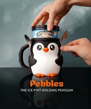 🐧 Meet Pebbles – The Penguin Ice Cream Pint Holder with Spoon Slots! 🍨