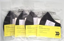 Adult Reusable Fabric Face Mask Black OSFM Pack of 4