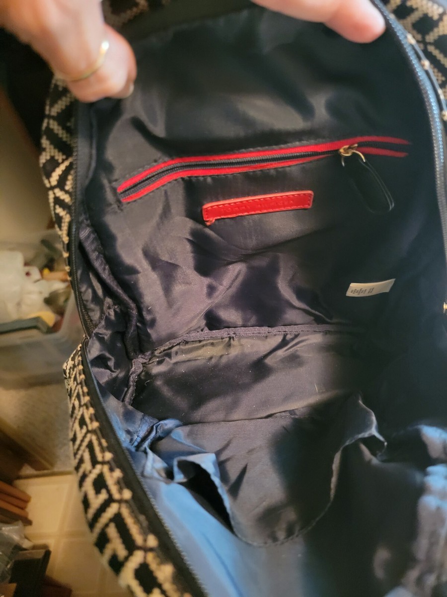 TOMMY HILFIGER BLACK WHITE MONOGRAM BACKPACK EC | eBay