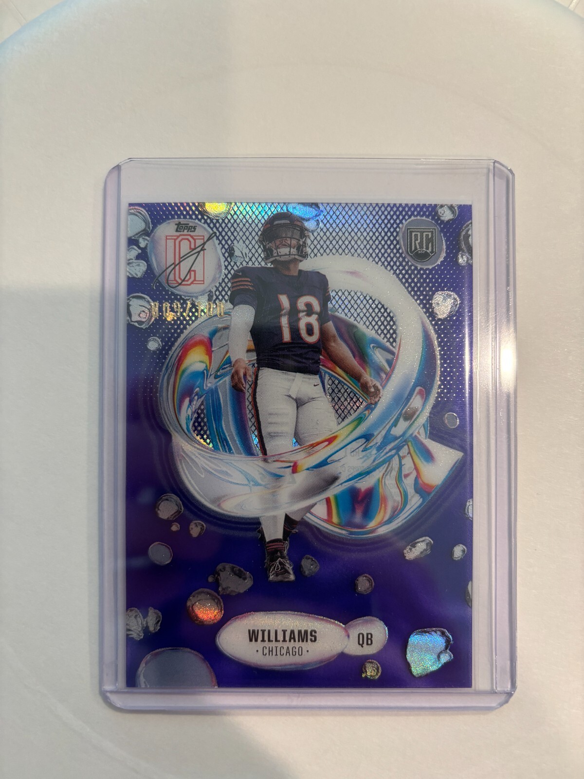 🔥 2024 Topps Signature Class #F-1 Caleb Williams Fluidity Purple RC 009/100