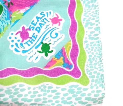 Seas the Day Turtles Bandana Scarf Bandana Hanky 21x21 Beach Seas Colorful - Picture 2 of 6