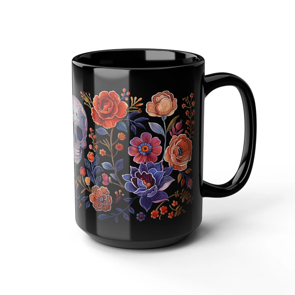 Taza de café El Día de los Muertos, 11 oz 15 oz, taza calavera mexicana del día de los muertos Foto 2 de 4