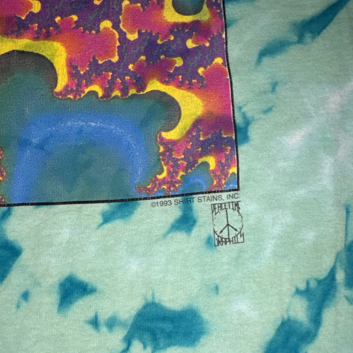 VTG 90s Fractal T Shirt XLarge Tie Dye Art Trippy