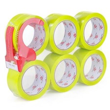 Heavy Duty Colored Packing Tape with Dispenser 1.88 Inch x 60 Yards Yellow 6 ...