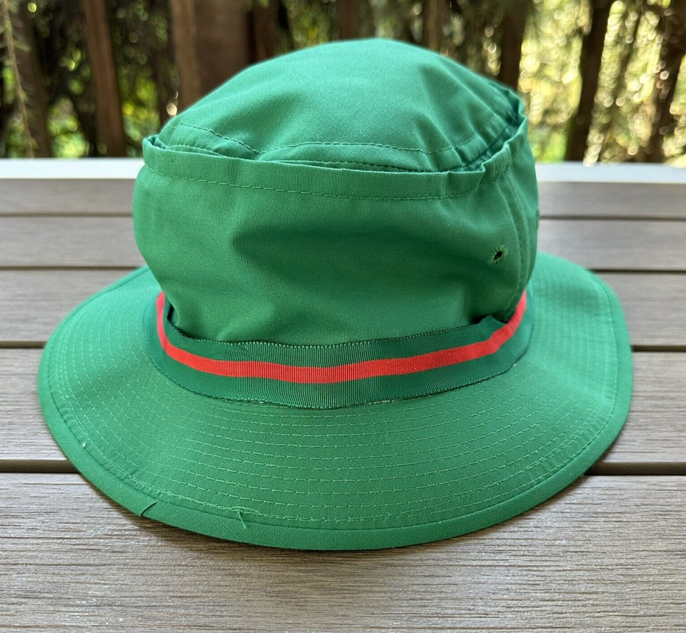 Vintage Masters Bucket Hat Green Derby Cap Red Band Golf Augusta L / XL