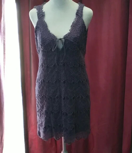 Free People Beach Purple Crochet Lace Tank Mini Dress Womens Size Medium