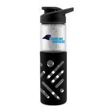 CAROLINA PANTHERS 23 oz GLASS WATER BOTTLE WITH SILICONE SLEEVE CLOSEOUT 