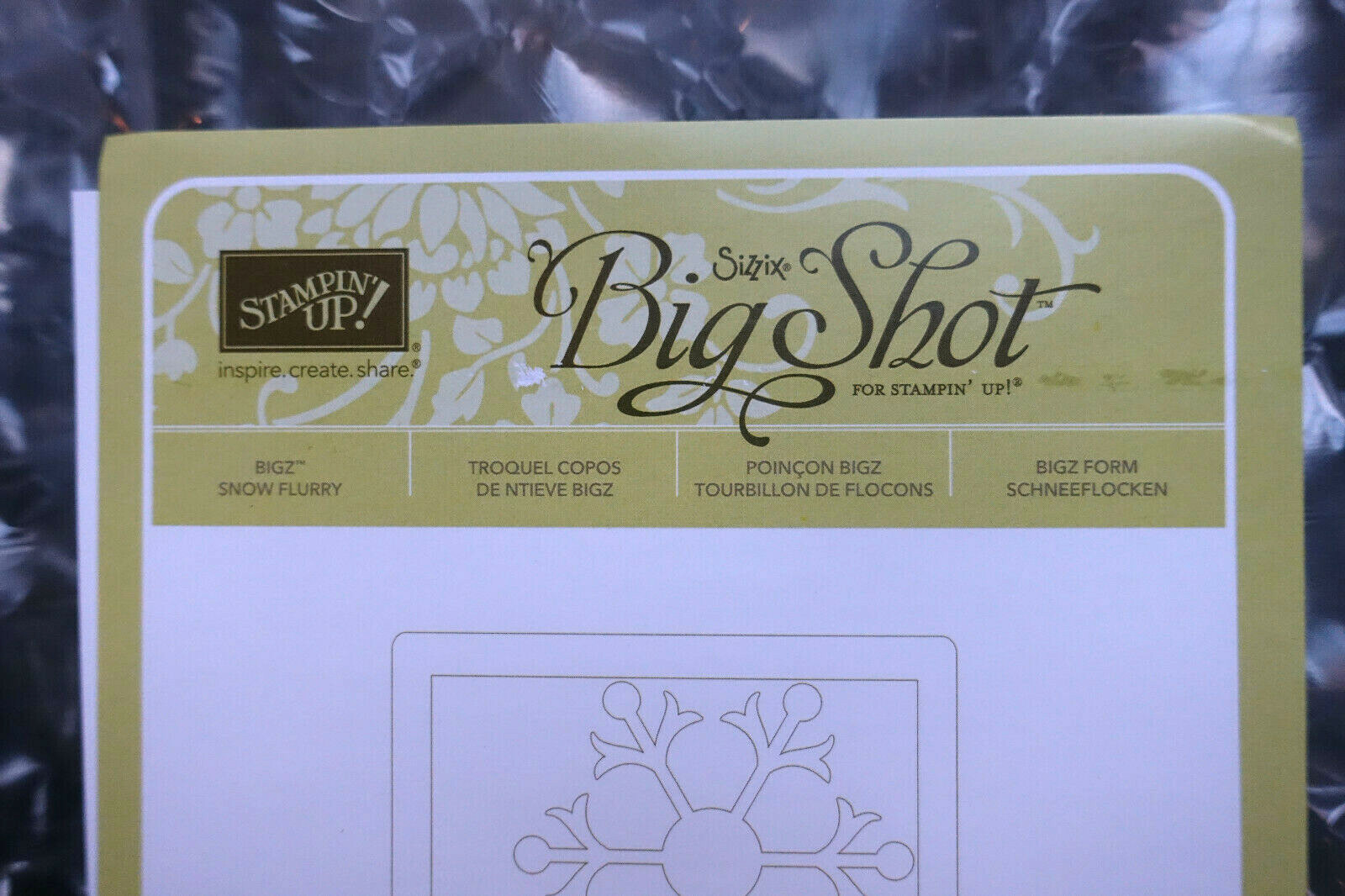 Stampin Up Sizzix Bigz — SNOW FLURRY — Large Die Cut Scrapbook Winter Snowflake