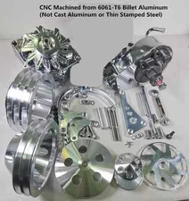 SBC Chevy 350 400 V BELT Pulley w/Bracket Kit & Power Steering Pump+ Alternator