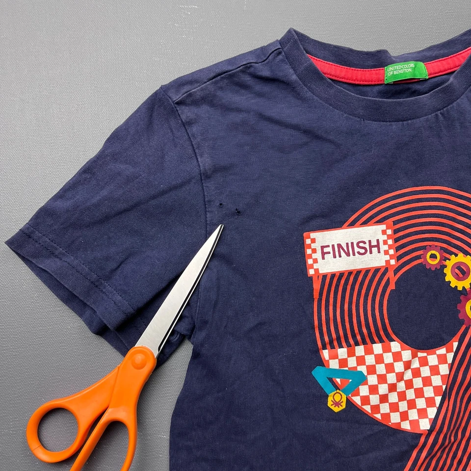 Camiseta United Colors of Benetton Niños Talla XL Azul Gráfico Coche de Carreras Número 9 Foto 2 de 4