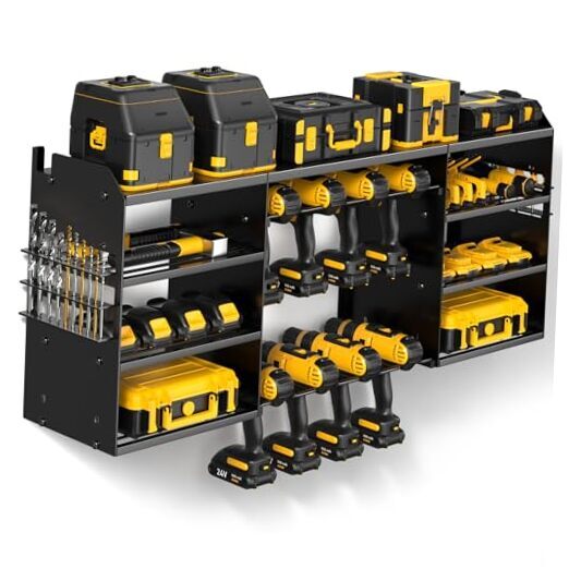 Large Power Tool Organizer Wall Mount, 4 Layer Heavy Duty Drill Holder, Black-1