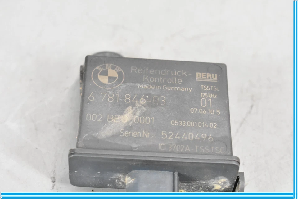Sensor de monitoreo de presión de neumáticos BMW 750i 750Li 09-12 raro izquierdo 6 781 846-03 OEM Foto 4 de 4
