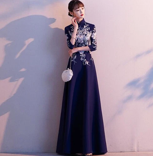 Damen Abendkleid Fischschwanz Chor Kleid Bankett Chinesisch Cheongsam Kleid - Bild 18 von 23