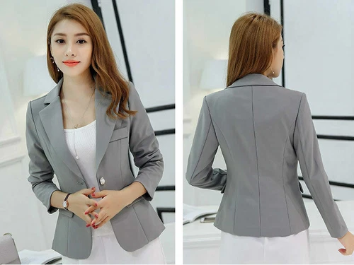Business Freizeit Anzug Jacke Damen Formell Schmal Ein Knopf Langarm Blazer Mantel - Bild 12 von 17