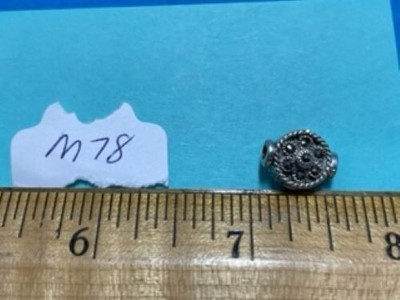Sterling Silver and Marcasite Bead Finding - Round   - M78 - 12 mm  - NEW