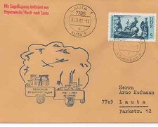 SAIL AIRMAIL GLIDER MAIL HOYERSWERDA - LAUTA 1967 RARE