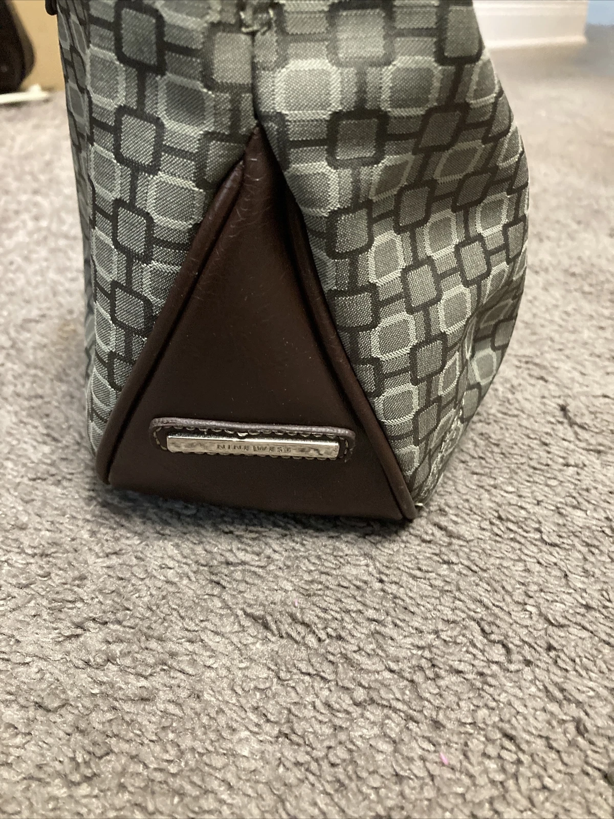 NINE WEST Nine borsa a mano West grigia e br doppia cerniera borsa 15X9 con tracolla