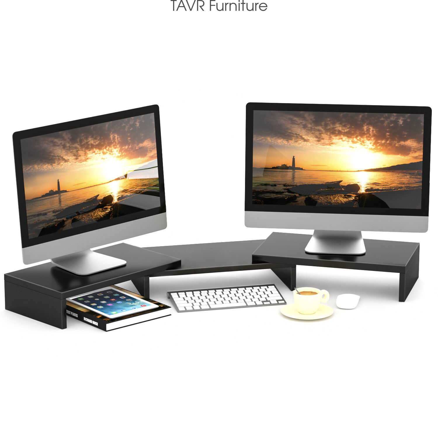 Adjustable Monitor Stand Riser with 3 Shelves for Custom Angle and Length-image