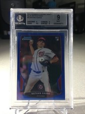 2013 Bowman Chrome Draft Blue Ref 30/99 Nathan Karns Rookie #3 - BGS 9 - POP 1