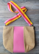 O Bag Obag Italy Pink Striped Woven Crossbody Purse Vguc