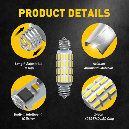 AUXITO 42MM 211-2 212-2 578 LED Interior Map Dome Trunk Light Bulbs 6500K White - Bild 5 von 12