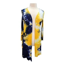 Soft Stitch Cover Up Open Front 1XLarge Tie Dye Yellow Blue Beach Swimsuit Pool