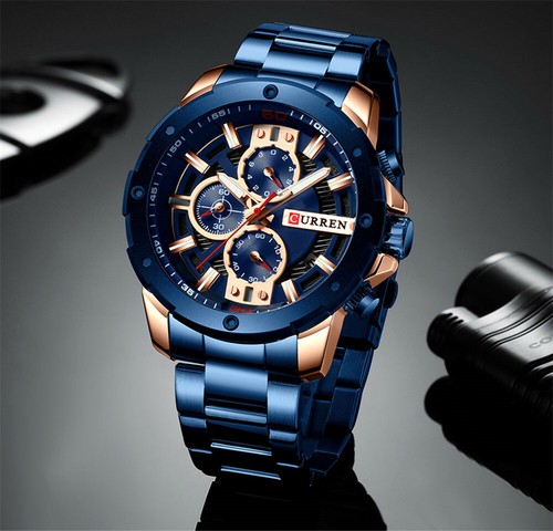 CURREN Men Watches Stainless Steel Wristwatch Male Chronograph Quartz Watch Gift - Bild 9 von 24