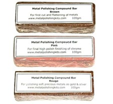 Jewellery Polishing Bars Pink Brown (Tripoli) Rouge Gold Silver Chrome +/- 100gm