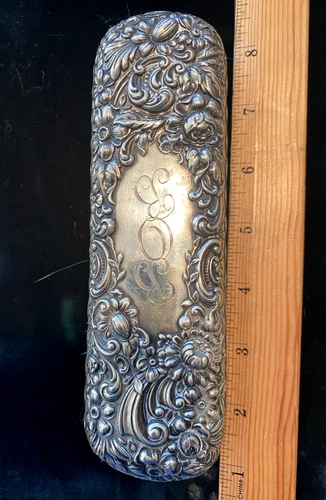 GORHAM REPOUSSE STERLING SILVER BRUSH BRISSELS IN GOOD SHAPE MONOGRAMMED