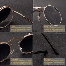 Steampunk Flip Sunglasses Retro Round Metal Frame Sun Glasses