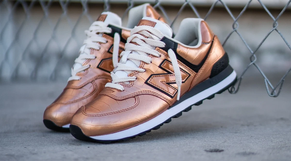 Womens New Balance 574 Metallic Bronze Black Fashion Sneaker 7.5 WL574PX2  golden | eBay