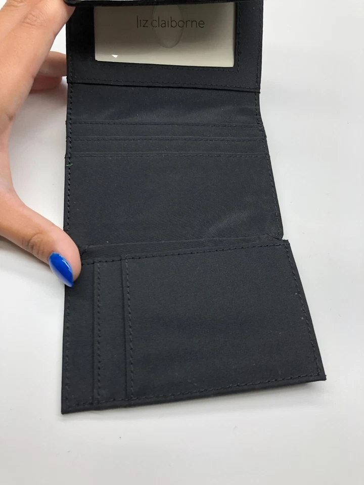 Cartera plegable Liz Claiborne charol negra para mujer tarjeta de crédito nueva sin etiquetas Foto 4 de 4