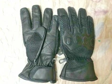 MEN's GENUINE LEATHER DRIVING RIDING GLOVES BLACK COLOR SIZE LARGE 
