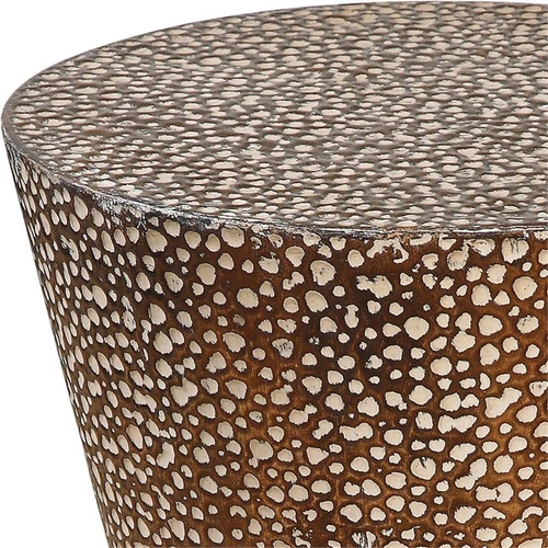 Uttermost Cutler Drum Shaped Contemporary Metal Accent Table in Bronze - Picture 2 of 4