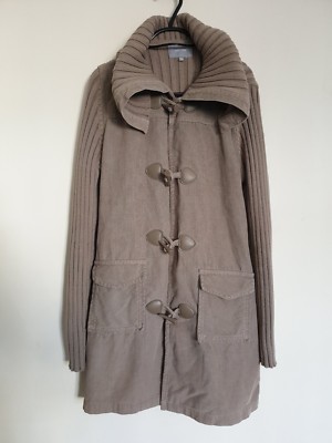 Marks and Spencer Per una Womens Corduroy Knitted Duffle Jacket Beige Size 12