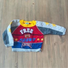 Bull Frog Vintage Sweatshirt Baby 12M Free Agent Football Color Block Quilted