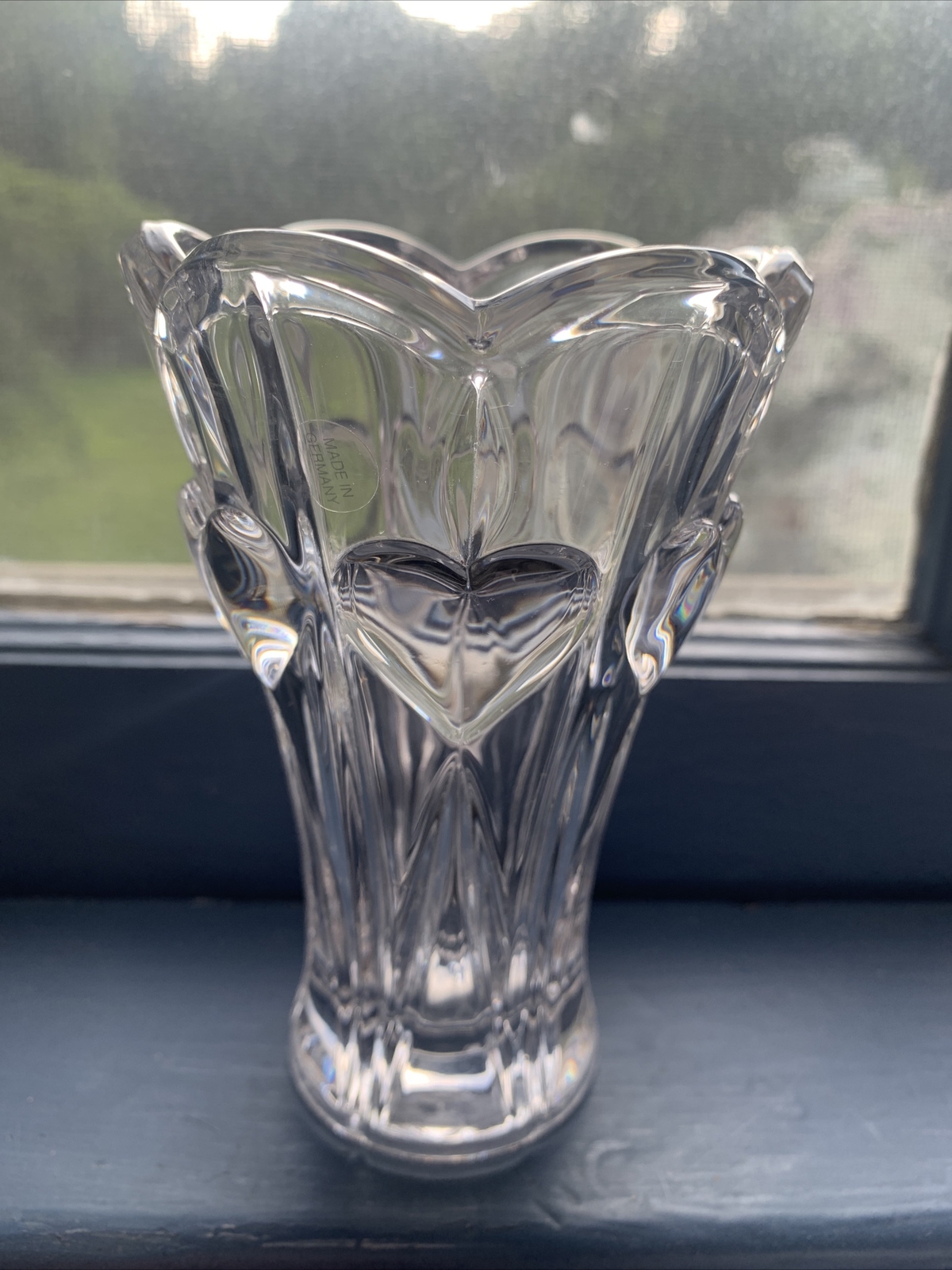 Vintage Valentine Vase Anna Hutte Hearts Lead Crystal Small Flower 5