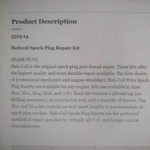 5523 14 BRAND NEW HELICOIL 14MM SPARK PLUG THREAD REPAIR KIT. SIZE 141