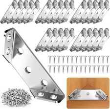 25PCS Universal Stainless Steel Corner Brackets for Wood, Metal Furniture Corner