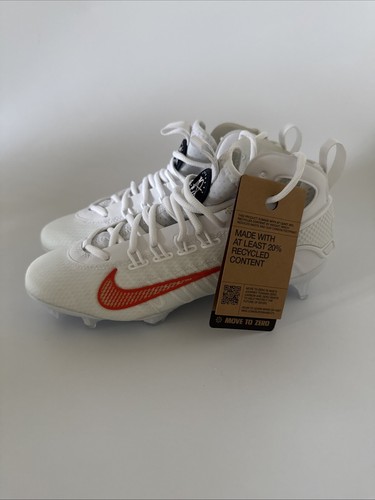 Nike Men’s 5 Huarache 9 Elite Mid LAX Lacrosse Cleats White/Orange FV6146-102 - Picture 3 of 7